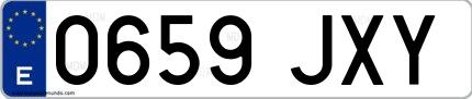 Ejemplo de matrícula española 0659 JXY