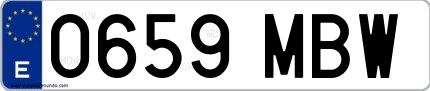 Ejemplo de matrícula española 0659 MBW