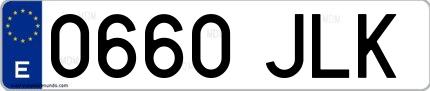Ejemplo de matrícula española 0660 JLK