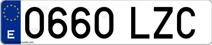 Ejemplo de matrícula española 0660 LZC