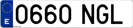 Ejemplo de matrícula de coche ordinaria 0660 NGL
