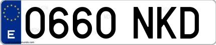 Ejemplo de matrícula española 0660 NKD
