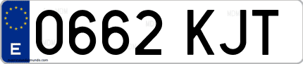 Ejemplo de matrícula de coche ordinaria 0662 KJT