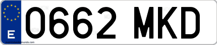 Ejemplo de matrícula de coche ordinaria 0662 MKD
