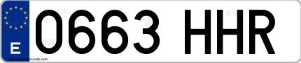 Ejemplo de matrícula española 0663 HHR