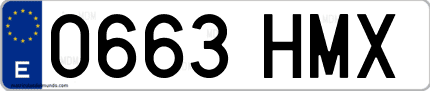 Ejemplo de matrícula de coche ordinaria 0663 HMX