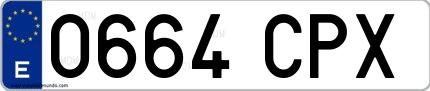 Ejemplo de matrícula española 0664 CPX