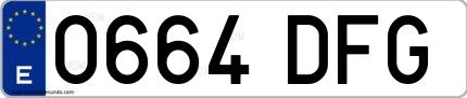 Ejemplo de matrícula española 0664 DFG