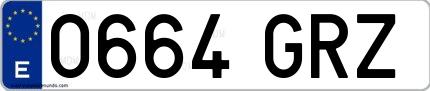 Ejemplo de matrícula española 0664 GRZ
