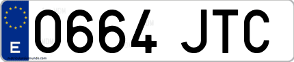 Ejemplo de matrícula de coche ordinaria 0664 JTC