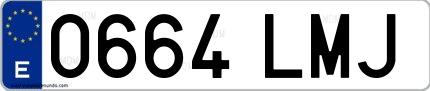 Ejemplo de matrícula española 0664 LMJ