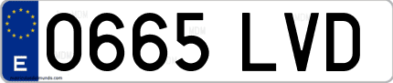 Ejemplo de matrícula de coche ordinaria 0665 LVD