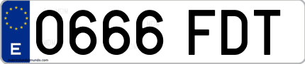 Ejemplo de matrícula de coche ordinaria 0666 FDT
