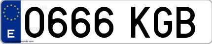 Ejemplo de matrícula española 0666 KGB