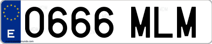 Ejemplo de matrícula de coche ordinaria 0666 MLM