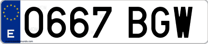 Ejemplo de matrícula de coche ordinaria 0667 BGW