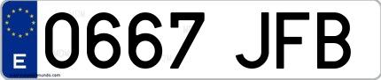 Ejemplo de matrícula española 0667 JFB