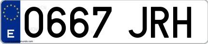 Ejemplo de matrícula española 0667 JRH