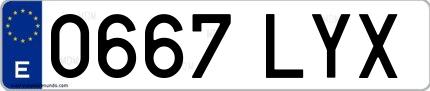 Ejemplo de matrícula española 0667 LYX