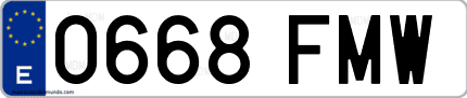 Ejemplo de matrícula de coche ordinaria 0668 FMW