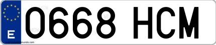 Ejemplo de matrícula española 0668 HCM