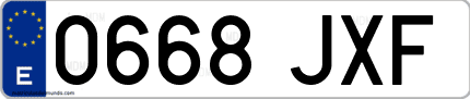 Ejemplo de matrícula de coche ordinaria 0668 JXF