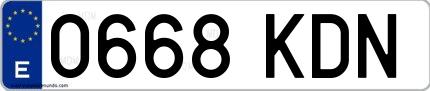 Ejemplo de matrícula española 0668 KDN