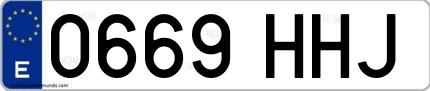 Ejemplo de matrícula española 0669 HHJ