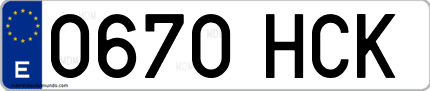 Ejemplo de matrícula de coche ordinaria 0670 HCK