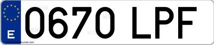 Ejemplo de matrícula española 0670 LPF