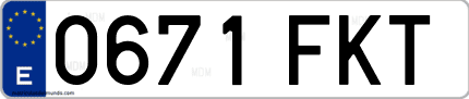 Ejemplo de matrícula de coche ordinaria 0671 FKT