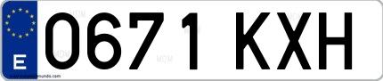 Ejemplo de matrícula española 0671 KXH