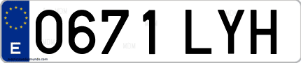 Ejemplo de matrícula de coche ordinaria 0671 LYH