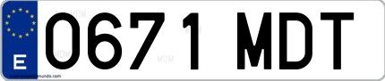 Ejemplo de matrícula española 0671 MDT