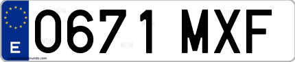 Ejemplo de matrícula de coche ordinaria 0671 MXF