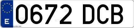 Ejemplo de matrícula española 0672 DCB