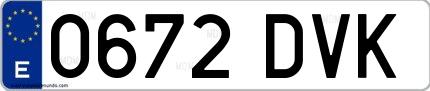 Ejemplo de matrícula española 0672 DVK