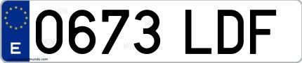 Ejemplo de matrícula española 0673 LDF