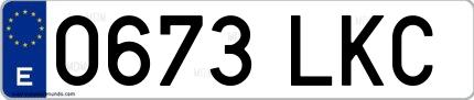 Ejemplo de matrícula española 0673 LKC