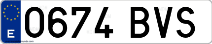Ejemplo de matrícula de coche ordinaria 0674 BVS