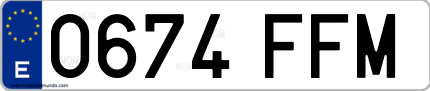 Ejemplo de matrícula de coche ordinaria 0674 FFM