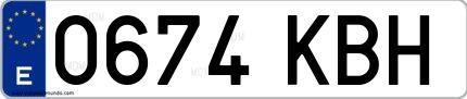 Ejemplo de matrícula española 0674 KBH