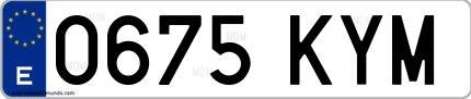 Ejemplo de matrícula española 0675 KYM