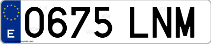 Ejemplo de matrícula de coche ordinaria 0675 LNM
