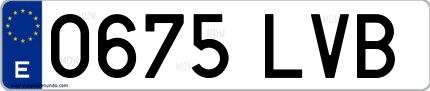 Ejemplo de matrícula española 0675 LVB