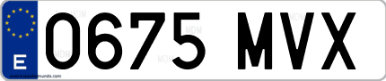 Ejemplo de matrícula de coche ordinaria 0675 MVX