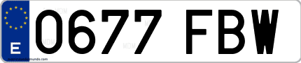 Ejemplo de matrícula de coche ordinaria 0677 FBW