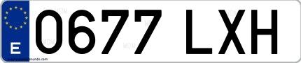 Ejemplo de matrícula española 0677 LXH