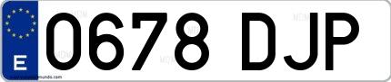Ejemplo de matrícula española 0678 DJP