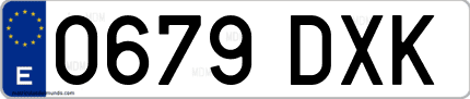 Ejemplo de matrícula de coche ordinaria 0679 DXK